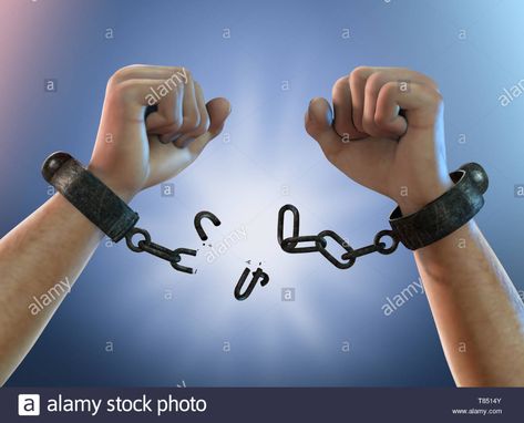 Breaking Free, a man breaking chains ... Breaking Chains Drawing, Breaking Chains Art, Breaking Chains, Chains Breaking, Man Breaking Free From Chains, Chains Break Free Meme, Human Hand, Wolf Tattoos, Break Free