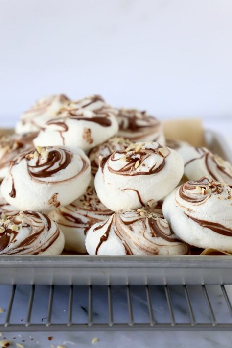 Nutella Almond Meringue Cookies | Joy   Oliver Almond Meringue, Nutella Recipes Easy, French Cookies, Tea And Crumpets, French Cake, Nutella Recipes, French Desserts, Meringue Cookies, Desserts To Make