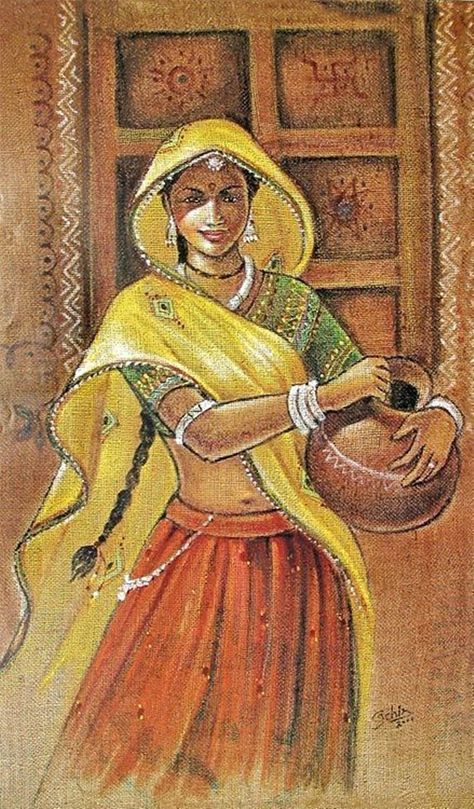 Rajasthani Painting, Desert Beauty, Rajasthani Art, Indian Art Gallery, Art Village, Art Premier, Indian Painting, Madhubani Art, Female Art Painting