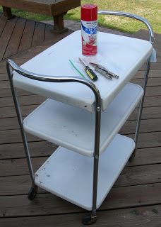 Metal Cart Makeover, Kitchen Cart Makeover, Spray Painting Wood Furniture, Rolling Carts, Spray Paint Furniture, Vintage Cart, Metal Cart, Metal Bar Cart, Black Smith