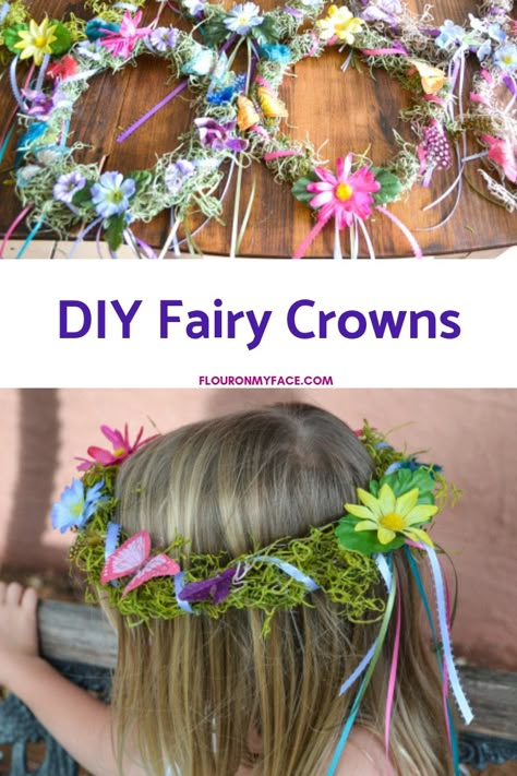 Diy Fairy Crown, Fairy Crowns Diy, Woodland Fairy Crown, Fairy Themed Birthday, Woodland Fairy Birthday Party, Woodland Fairy Birthday, Fairy Crowns, Fairy Party Ideas, Enchanted Forest Birthday