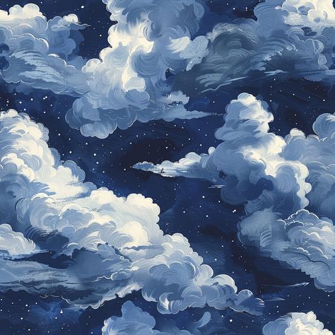 Monroe Wallpaper - Painted Paper Peaceful Sky Aesthetic, Blue Night Sky Aesthetic, Dark Blue And White Wallpaper, Sky Painting Aesthetic, Blue And Grey Aesthetic, Clouds Collage, Dreamy Clouds, Blue Ipad, Cloud Background