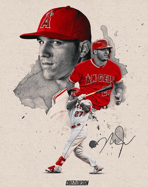 Mike Trout on Behance Mike Trout Wallpaper, Trout Wallpaper, Boston Red Sox Wallpaper, Anaheim Angels Baseball, Baseball Wallpaper, Mlb Wallpaper, Angels Baseball, Sports Design Inspiration, Baseball Posters