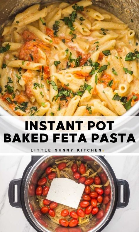 Feta pasta in the Instant Pot Instant Pot Dinner Ideas Easy, Healthy Instapot Pasta Recipes, Simple Instant Pot Dinner, Best Instapot Recipes Dinner, Vegetarian Instant Pot Meals, Instant Pot Cheap Meals, Insta Pot Meals Easy, Instapot For 2, 8 Quart Instant Pot Recipes