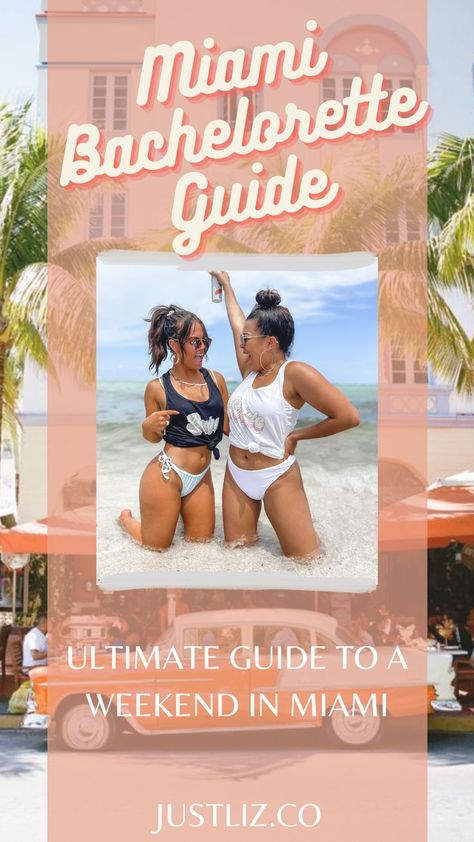 The ultimate Miami Bachelorette Guide + Itinerary!! Best places to eat, party, and some amazing photo opps! All you need when asking "What to do in Miami?" Miami Beach Bachelorette Party Theme, Bachelorette Itinerary Miami, Miami Bachelorette Shirts, Bachelorette Miami Ideas, Bachelorette Party Ideas Miami, Bachelorette In Miami, Miami Bachelorette Party Ideas, Bachelorette Inspo Miami, Bachelorette Party Themes Miami