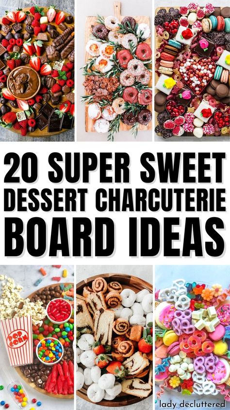 20 Super Sweet Dessert Charcuterie Board Ideas Sweet Treat Board Ideas, Random Charcuterie Board Ideas, Dessert Board Charcuterie, Candy And Dessert Charcuterie Board, Snack Board Dessert, Sweet Snack Board Ideas, Desserts Board Ideas, Candy Dessert Charcuterie Board, Creative Charcuterie Boards Dessert