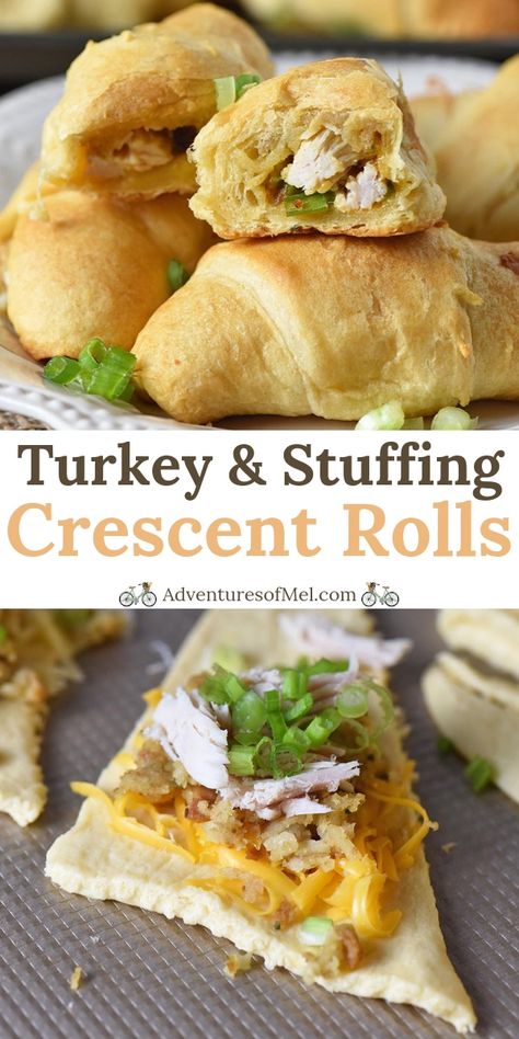 Roll Appetizers, Easy Leftover Turkey Recipes, Leftover Stuffing, Crescent Roll Appetizers, Turkey And Stuffing, Thanksgiving Leftover Recipes, Crescent Recipes, Turkey Stuffing, Leftover Turkey Recipes