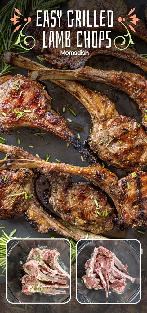 These fall-off-the-bone lamb chops, seasoned with rosemary, are tender, flavorful, and easy to make on a sizzling hot grill. Bbq Lamb Chops On Grill, Grilling Lamb Chops, Lamb Rib Chops Recipes, Lamp Chops Recipe Grilled, Lamb Chop Recipes Grilled, Grilled Lamb Chops Marinade, Lamp Chops Recipe, Lamb Chops Oven, Bbq Lamb Chops