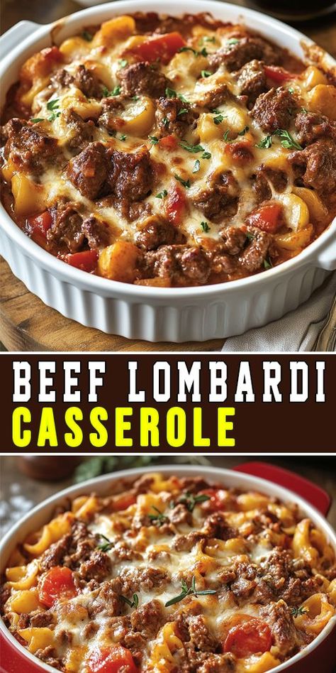 Cozy up with this comforting Beef Lombardi Casserole! 🍲❤️ Cheesy, hearty, and so easy to make—perfect for family dinners. #CasseroleRecipe #ComfortFood #BeefCasserole #FamilyDinner Beef Lombardi, Weekend Cooking, Cheesy Casserole, Beef Casserole Recipes, Weekend Meals, Hearty Dinner, Cheesy Recipes, Beef Recipes Easy, Beef Casserole