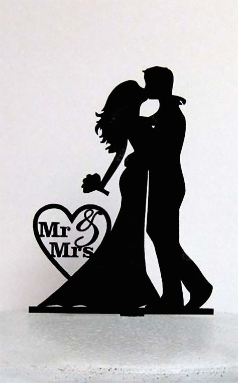 Silhouette wedding cake toppers are unique and can add a look of luxury to your wedding cake at minimal cost. This one comes in your choice of six colors, including metallics.  #WeddingCake #WeddingCakeToppers #ElegantCakeToppers #UniqueWeddingCake #UniqueCakeToppers #UniqueToppers Whimsical Wedding Cakes, Wedding Cards Images, Silhouette Wedding Cake, 50th Wedding Anniversary Cakes, 25th Wedding Anniversary Party, Wedding Anniversary Party Decorations, Wedding Cake Topper Silhouette, Silhouette Cake Topper, Funny Wedding Cake Toppers