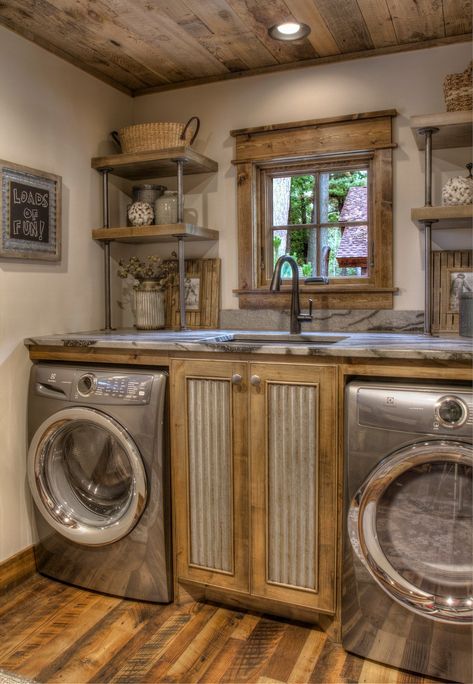 Laundry Designs, Rustic Laundry Room, Rustic Laundry, Country Laundry Rooms, Rustic Laundry Rooms, Ranch House Decor, Western Bedroom Decor, 100k Followers, Barn Style House Plans