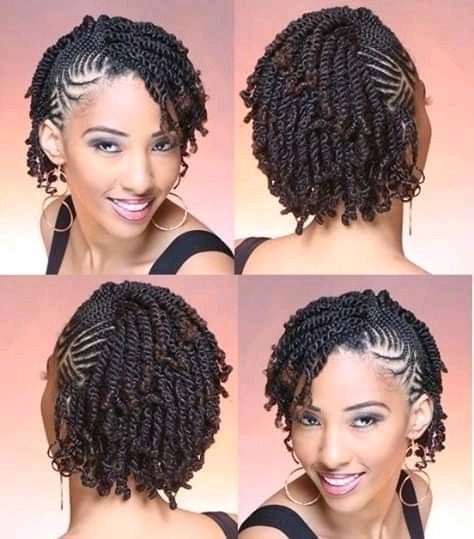 Pin by Kristie Hinton on Hair I love in 2022 | Natural hair twists, Natural hair braids, Short hair twist styles Saturday Lunch Ideas Families, Natural Hair Twists With Cornrows, Natural Plait Hairstyles For Black Women, Natural Hair Plaiting Styles, Plaiting Natural Hair Styles, Twist Outs On Natural Hair Short 4c, Short Twists Natural Hair, Two Strand Twist Hairstyles, Flat Twist Styles