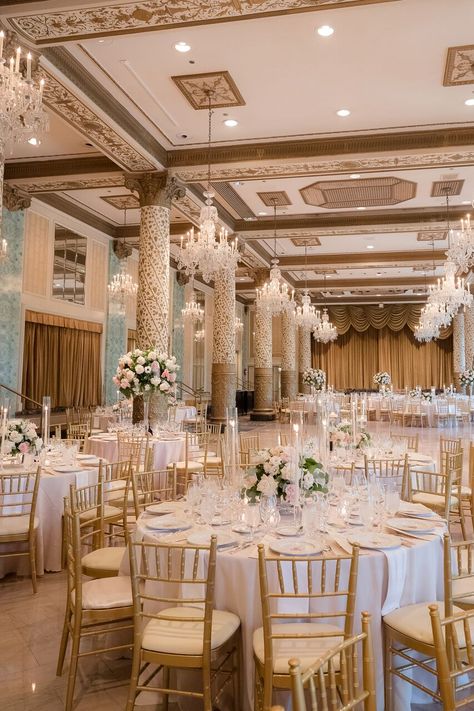 Ballroom Venue Wedding, Wedding Venues Indoor Pink, Wedding Venues Hotel, Princess Wedding Venues, Ballroom Aesthetic Wedding, Wedding Venues Ballroom, Princess Wedding Venue Aesthetic, Wedding Venue Ballroom, Fancy Hotel Wedding