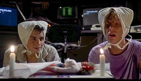 Wyatt: By the way why are we wearing bras on our heads? - Gary: Ceremonial. - Its Flashback 80s Night At The Aristocrat With Weird Science! - #Malakas #AnthonyMichaelHall #JohnHughes #WeirdScience  #AreYouReadyForTheSummer #Film #Filmmaking #Filmmakers #Writing #Screenwriting #HerosJourney #Comedy #Drama #HoorayForHollywood #OnceMoreWithFeeling #ClassicHollywood #GoldenHollywood #UnpackYourAdjectives#WriteAtYourOwnPeril Weird Science Movie, John Hughes Films, John Hughes Movies, Kelly Lebrock, Anthony Michael Hall, Requiem For A Dream, John Hughes, Weird Science, 80s Movies