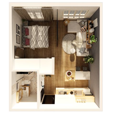 STUDIO APARTMENT on Behance 30 Square Metre Apartment, Smart Studio Apartment Ideas, 1 Room Appartement, Studio Home Layout, Open Floor Studio Apartment, Studio Apartment Ideas 600 Sq Ft, One Studio Apartment Ideas, 1 Person Apartment Layout, 25 Sqm Studio Apartment Ideas