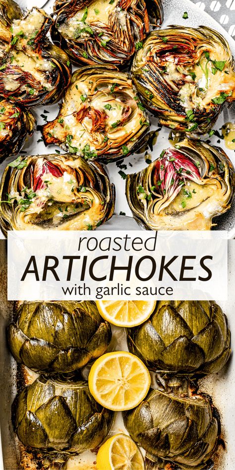 Oven Roasted Artichoke Recipes, Roasted Artichokes Oven, Garlic Artichoke, Whole Artichoke Recipes Baked, Cooked Artichoke, Artichoke Vegetarian Recipes, Artichoke Meals Dinners, Best Way To Cook Artichokes, Whole 30 Artichoke Recipes