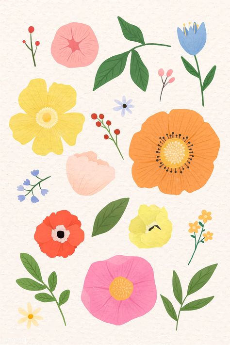 Colorful floral design set vector | premium image by rawpixel.com / Aum #vector #vectoart #digitalpainting #digitalartist #garphicdesign #sketch #digitaldrawing #doodle #illustrator #digitalillustration #modernart #flower #floral #papercraft Graphic Design Flowers, Flowers Graphic Design, Flower Graphic Design, Logo Floral, Wolf Moon, Garden Print, Statement Jewellery, Flower Graphic, Jewellery Handmade