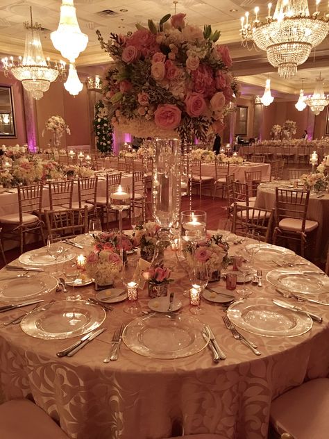 Classic Elegance Wedding @ Coral Gable Country Club / A&C Wedding #coralgablecountryclub #miamiwedding #romanticwedding #CGCCwedding Quince Themes Outside, Quince Decorations Pink And White, Country Quinceanera Ideas Decoration, Elegant Quince Centerpieces, Elegant Quince Decorations, Flower 15 Theme, Pink Xv Theme, Quincera Decoration Ideas, Wisteria Quinceanera Theme