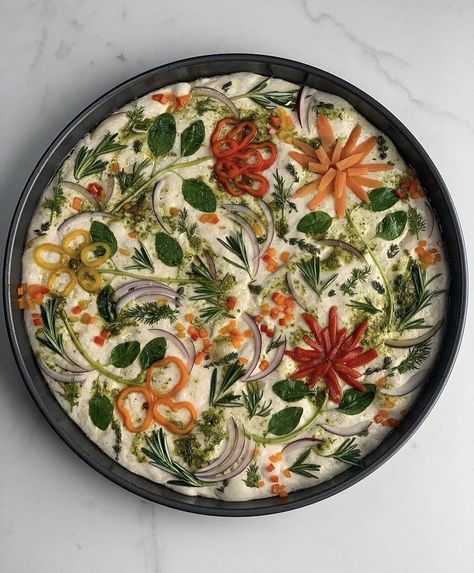 Gardenscape Focaccia, Foccacia Bread, Spring Things, Bread Art, Focaccia Bread, Woke Up This Morning, Mouth Watering Food, Fun Baking Recipes, Food Crafts