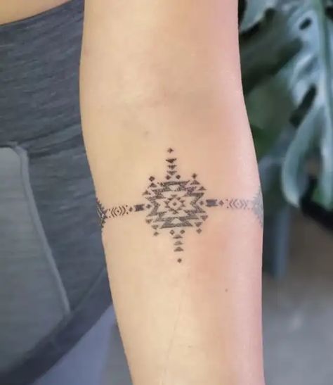 Aztec Geometric Tattoo, Aztec Shoulder Tattoos For Women, Navajo Designs Tattoo, Womens Aztec Tattoo, Aztec Western Tattoo Designs, Aztec Band Tattoo For Women, Aztec Spine Tattoo, Women Aztec Tattoo, Aztec Back Tattoo Women