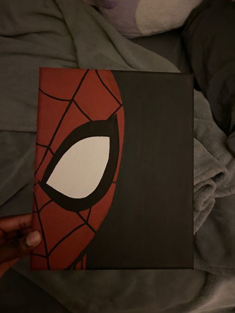 Easy Painting Ideas On Canvas Spiderman, Mini Canvas Art Spiderman, Spiderman Painting Aesthetic, Mini Canvas Spiderman, Small Sketch Ideas Aesthetic, Painting Of Spiderman, Spiderman Drawing Canvas, Pink Spiderman Painting, Spider Man Painting Canvas Easy