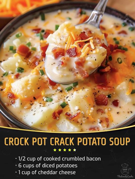 Crock Pot Potato Soup, Crock Pot Potato, Soup Hearty, Creamy Soups, Crock Pot Potatoes, Crockpot Soup, Noodles Soup, Crockpot Ideas, Potato Soup Crock Pot