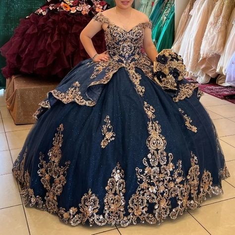 Navy Blue Shiny Quinceanera Dresses Beaded Appliques Lace Beads Ball Gown Princess Sweet 16 Year 16 Year Girl, Navy Blue Quinceanera Dresses, Champagne Ball Gown, Princess Sweet 16, Quinceanera Dresses Black, Blue Quinceanera, Ball Gown Princess, Champagne Quinceanera Dresses, Head Turning Outfits