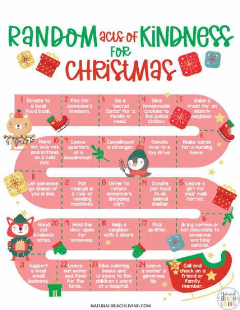 December Acts Of Kindness For Kids, 15 Days Of Kindness Christmas Classroom, 25 Acts Of Kindness Christmas Kids, Kindness Kids Activities, Cute Christmas Traditions For Kids, Christmas Giving Ideas Acts Of Kindness, Christmas Checklist For Kids, Christmas Acts Of Kindness For Kids, Random Acts Of Kindness For Kids