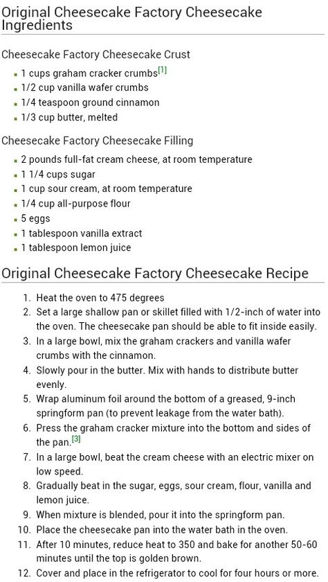 Original Cheesecake Factory cheesecake recipe Vintage Cheesecake Recipes, Authentic Cheesecake, Cheesecake Factory Cheesecake, Original Cheesecake, Cheesecake Factory Recipes, Savory Cakes, Cheesecake Crust, The Cheesecake Factory, Copycat Restaurant Recipes