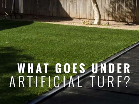 What goes under artificial turf? - Turf Pros Solution How To Install Fake Grass Artificial Turf, Astro Turf Backyard Ideas, Turf In Garage, How To Put Down Artificial Turf, Fake Grass Dog Area, Astro Turf Patio, Astro Turf Play Area, Outdoor Turf Play Area, Turf Play Area Backyard