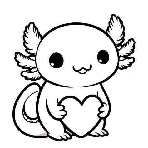 Axolotl Valentine, Axolotl Svg, Valentine Cricut, Baby Axolotl, Valentine Svg Files, Image Svg, Heart Svg, Cute Easy Drawings, Coloring Book Art