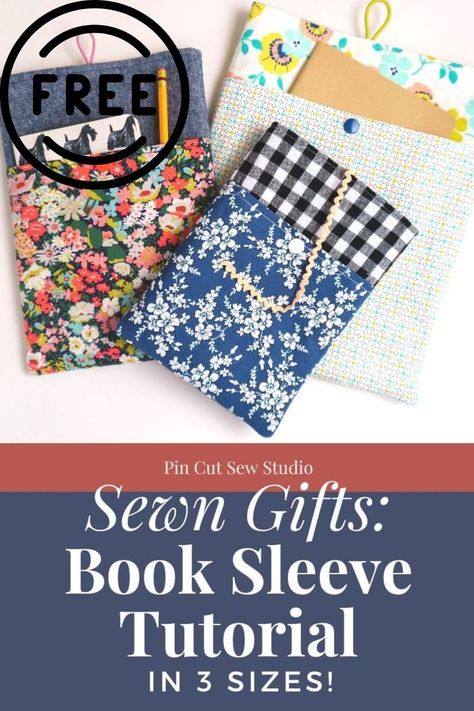 Free Pattern By Pin Cut Sew Studio Book Bag Sewing Pattern Free, Kindle Bag Pattern, Pocket Patterns Free, Book Cozy Pattern, Free Book Sleeve Sewing Pattern, Book Bag Pattern Free, Kindle Covers Diy Free Pattern, Tablet Sleeve Sewing Pattern, Fabric Book Covers Diy Free Pattern