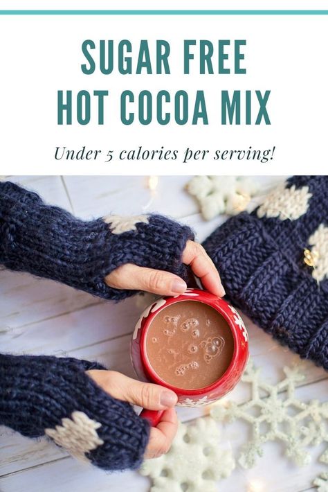 How to make sugar free hot cocoa mix recipe. This easy recipe makes a great gift in a jar. Low carb hot chocolate mix recipe for a dry mix to make one cup at a time. Make instant hot chocolate with unsweetened cocoa, milk powder, and Splenda stevia.  Easy homemade recipe for a healthy sugar free hot cocoa. #hotcocoa #hotchocolate Sugar Free Hot Cocoa Mix Recipe With Stevia, Hot Cocoa Recipe Healthy, Stevia Hot Chocolate Recipe, Diy Sugar Free Hot Cocoa Mix Recipes, Sugar Free Hot Cocoa Mix Recipe Dry, Homemade Sugar Free Hot Cocoa Mix Recipe, Healthy Homemade Hot Cocoa Mix Recipe, Homemade Sugar Free Hot Chocolate, Sugar Free Cocoa Mix Recipe