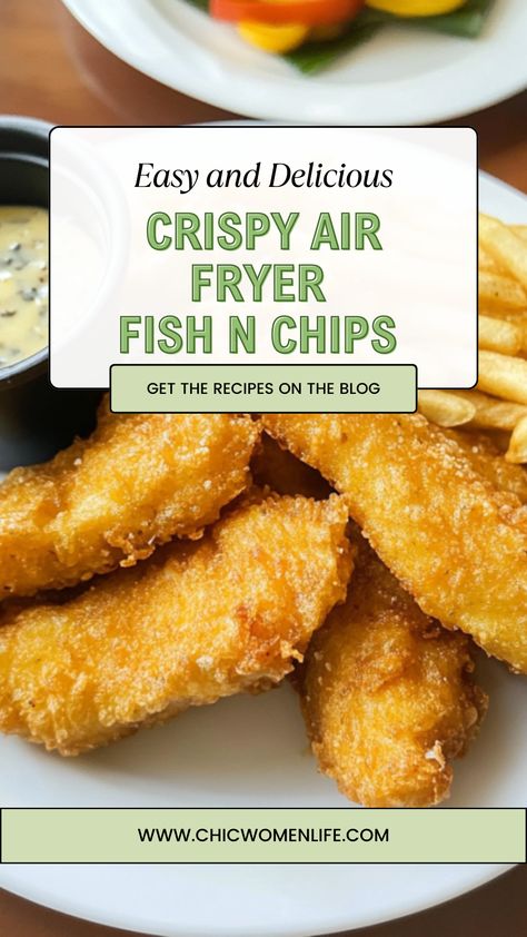 Homemade Fish And Chips Air Fryer, Air Fryer Fish N Chips, Air Fryer Fish And Chips Cod, Air Fryer Crab Recipes, Cod Bites Air Fryer, Air Fry Fish And Chips, Airfryer Fish And Chips, Haddock Air Fryer Recipes, Fish And Chips Air Fryer Recipe