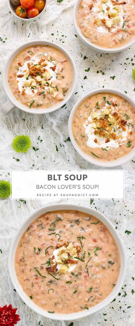 Soup Club Recipes, Tomato Bacon Bisque Soup, Blt Soup Paula Deen, Soup With Sandwich, Sandwich Soup Combo, Tomato And Potato Soup, Buttermilk Soup Recipes, Soup For Brunch, Fall Soup And Salad Combo