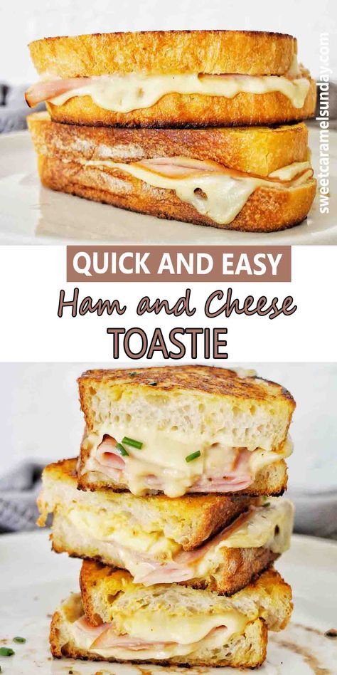 Grilled Ham And Swiss Cheese Sandwich, Swiss Grilled Cheese, Ham Sandwich Recipes, Sauerkraut Sandwich, Ham And Cheese Toastie, Cheese Toasties, Easy Grilled Cheese, Cheese Toastie, Grilled Ham And Cheese