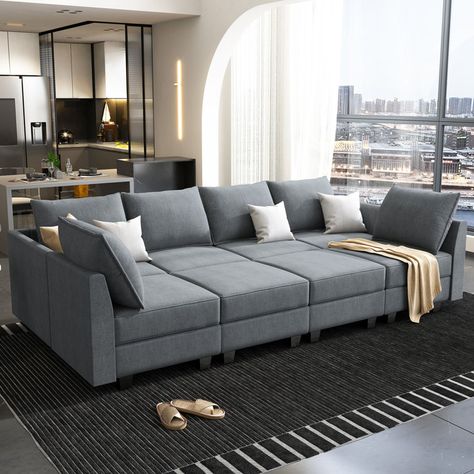 Modern Modular Sofas, U Shaped Sectional Sofa, Living Room Furniture Styles, Storage Ottomans, Modular Couch, Modular Sofas, Sectional Sleeper Sofa, Unique Storage, Sleeper Sectional