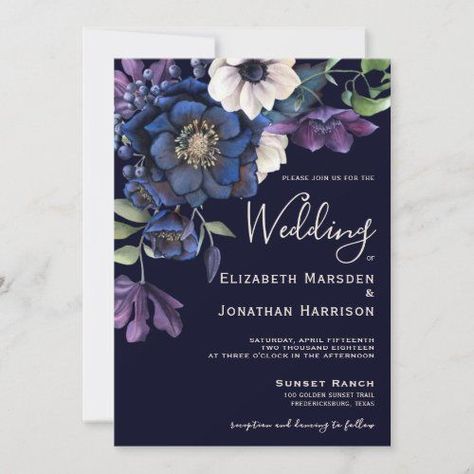 Dark Wedding Invitations, Moody Purple, Purple Wedding Theme, Navy Wedding Invitations, Purple Wedding Invitations, Dark Wedding, Wedding Invitations Romantic, Lavender Wedding, Elegant Invitations