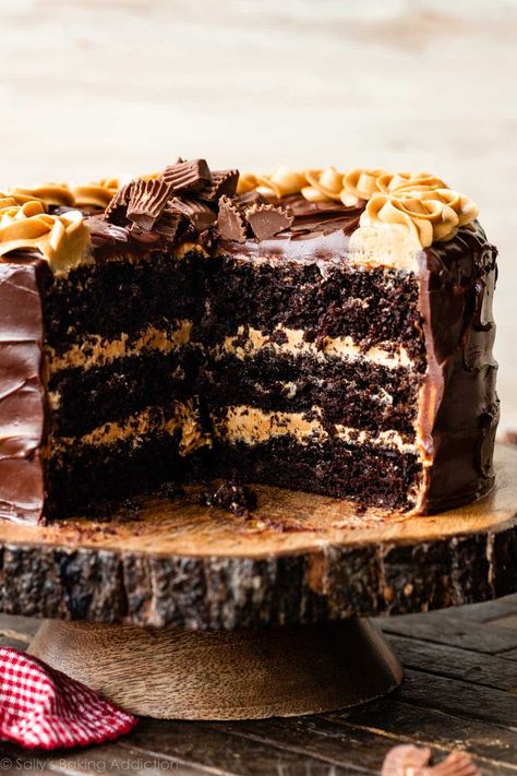 Chocolate Peanut Butter Cake (Recipe + Video) - Sally's Baking Addiction Peanut Butter Ganache, Butter Ganache, Peanut Butter Frosting Recipe, Dark Chocolate Peanut Butter, Ganache Cake, Chocolate Peanut Butter Cake, Butter Cake Recipe, Sally's Baking, Peanut Butter Cake