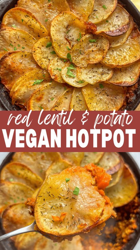 Vegan Hotpot, Lentil And Potato, Vegan Casserole, Vegan Lentil, Vegan Main Dishes, Chickpea Curry, Tasty Vegetarian Recipes, Lentil Recipes, Vegan Dinner