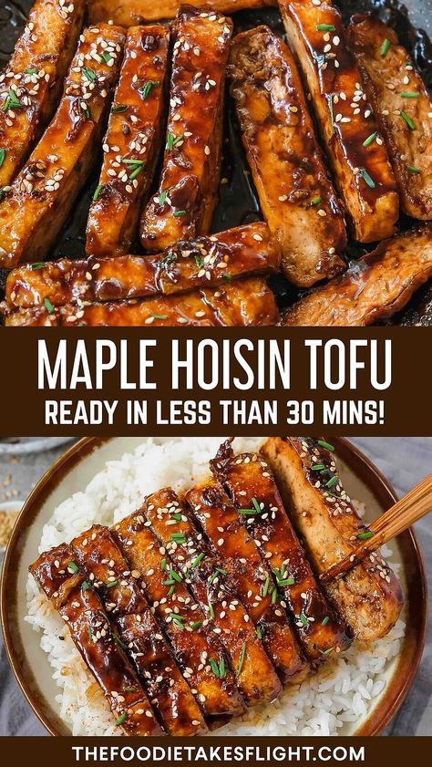 Maple Hoisin Tofu, Cabbage Tofu Recipes, Tofu Dishes Dinners, Asian Cookbook, Hoisin Tofu, Firm Tofu Recipes, Recipe Tofu, Healthy Diners, Tofu Recipes Healthy