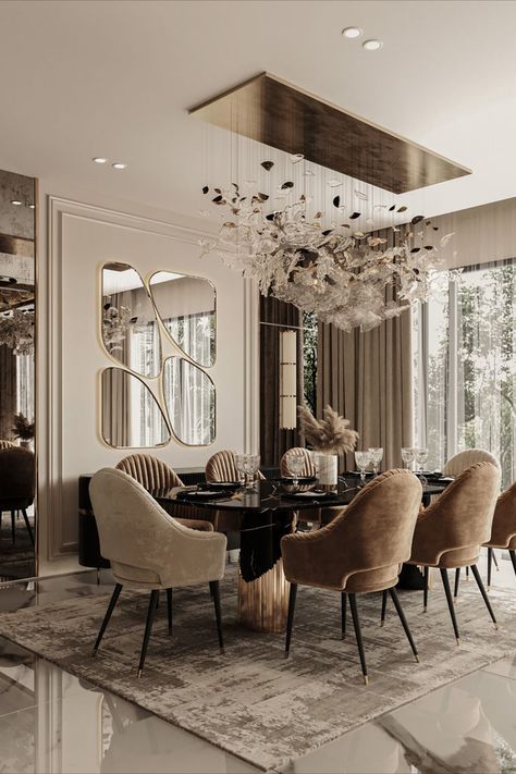 Dine in luxury with these exquisite dining room inspirations that redefine elegance. Luxury Dining Room Decor, Dining Room Design Luxury, Dining Area Design, Luxxu Modern Design Living, Modern Luxury Interior, Dining Interior, Dining Room Design Modern, Dinning Room Design, Dining Room Interiors