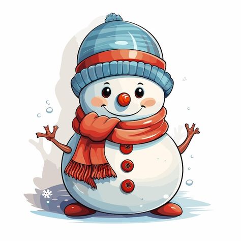 Vector vector sticker template with snow... | Premium Vector #Freepik #vector #snowy #clipart #santa #snowman Christmas Snowman Painting, Cute Snowmen Drawings, Snow Character, Snow Cartoon, Snow Clipart, Snowman Vector, Snowman Sticker, Christmas Clipart Free, Cartoon Template