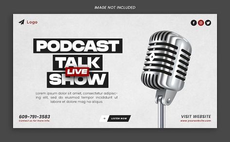 Podcast web banner design psd template | Premium Psd #Freepik #psd #commercial #marketing #live #debate Youtube Banner Design, Design Podcast, Social Media Design Inspiration, Web Banner Design, Youtube Banners, Iconic Photos, Web Banner, Design Graphique, Banner Template