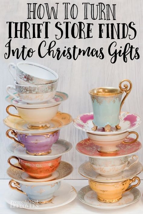 The thrift store is full of all kinds of gifts if you are creative and know what to look for! Here are some thrift store Christmas gift ideas that make creative and memorable gifts. Upcycle thrift store finds and easy make homemade Christmas gifts for the people on your list this year. Lots of frugal DIY gift ideas! Thrift Store Christmas, Upcycle Thrift Store Finds, Easy Homemade Gifts, Thrift Store Diy, Frugal Christmas, Diy Christmas Presents, Easy Diy Christmas Gifts, Upcycled Gifts, Tea Cup Gifts