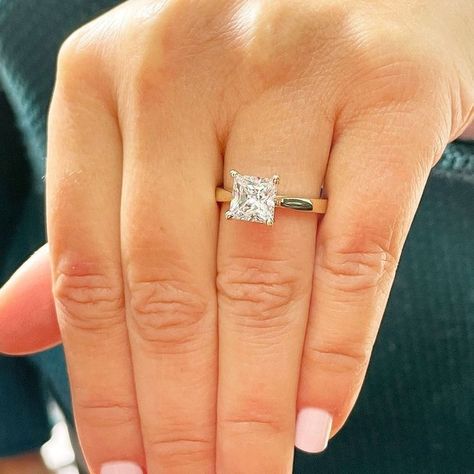 Princess Cut Engagement Rings Gold, Square Engagement Rings, Wedding Rings Princess Cut, Engagement Ring Solitaire, Princess Cut Moissanite, Engagement Rings Princess, Princess Cut Gold, Future Engagement Rings, Moissanite Engagement Ring Solitaire