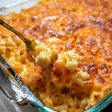 Southern Macaroni and Cheese is loaded with three different cheeses, butter, and milk to create the ultimate cheesy dish. A soul food staple. Macaroni And Cheese Southern Soul Food, Best Ever Baked Mac And Cheese, Macaroni And Cheese With Cheddar Soup, Bake Mac And Cheese Recipe Southern, Most Popular Mac And Cheese Recipe, Macs Mac And Cheese Recipe, Custard Macaroni And Cheese, Soulfood Dressing Recipe, Baked Mac And Cheese Soul Food