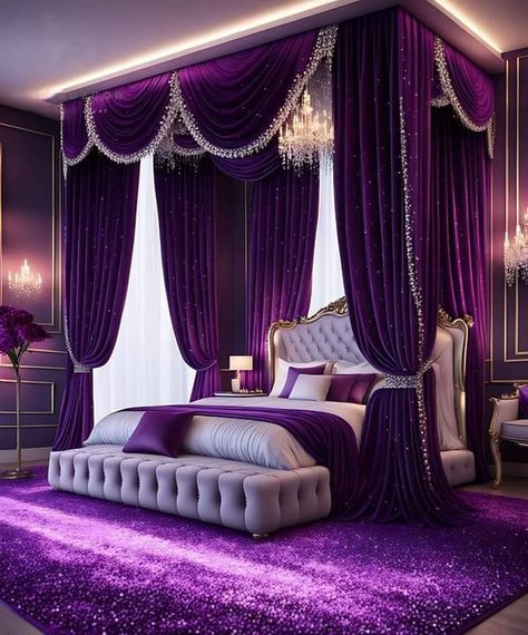 Beautiful Dorm Room, Luxury Mansions Interior, Beautiful Bedroom Designs, Elegant Bedroom Decor, Cool Room Designs, Luxe Bedroom, Elegant Living Room Decor, Latest House Designs, Purple Rooms