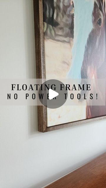 Mary Johanson | DIY Tutorials + Home Maintenance & Inspiration on Instagram: "✨️What do you think? [AD] With the help of @thegorillagluecompany I challenged myself to make a wood floating frame with NO power tools! Can you believe this was only around $40? ✨️40x30 canvas so the outer dimensions of the frame are 41.75" x 31.75" (leaves a small gap around for floating look) ✨️ 2, 1"x3" 8ft poplar boards $10 each ✨️ miter saw box $12 ✨️ Wood glue (my favorite is Gorilla brand) ✨️ 16 gauge brad nails (had on hand) ✨️ hammer ✨️ corner clamp optional but helpful ✨️ inexpensive staple gun #gorillawoodglue #gorillaglue #diytutorial #diyhomeimprovement #woodframe #floatingframe #pictureframe #canvas #diyhomeprojects #diyhacks" How To Make A Canvas Frame, Diy Picture Canvas, Diy Floating Picture Frame, Floating Frame Diy, Canvas Frame Diy, Diy Large Frame, Floating Frames For Canvas Art, Diy Floating Canvas Frame, How To Frame A Canvas