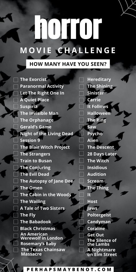 Scary Movie List, Scary Movies To Watch, Movie Challenge, Scary Movie Night, Horror Movies List, Netflix Horror, Movie Hacks, Movies To Watch Teenagers, Netflix Movies To Watch